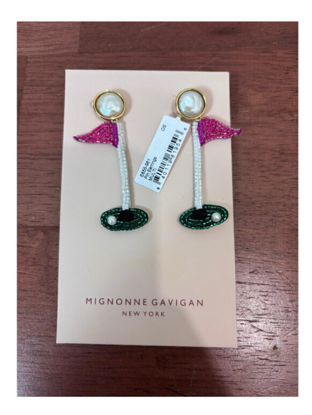 MIGNONNE GAVIGAN Beaded Golf Pin Earrings Earrings, $225, BRAND NEW! J22